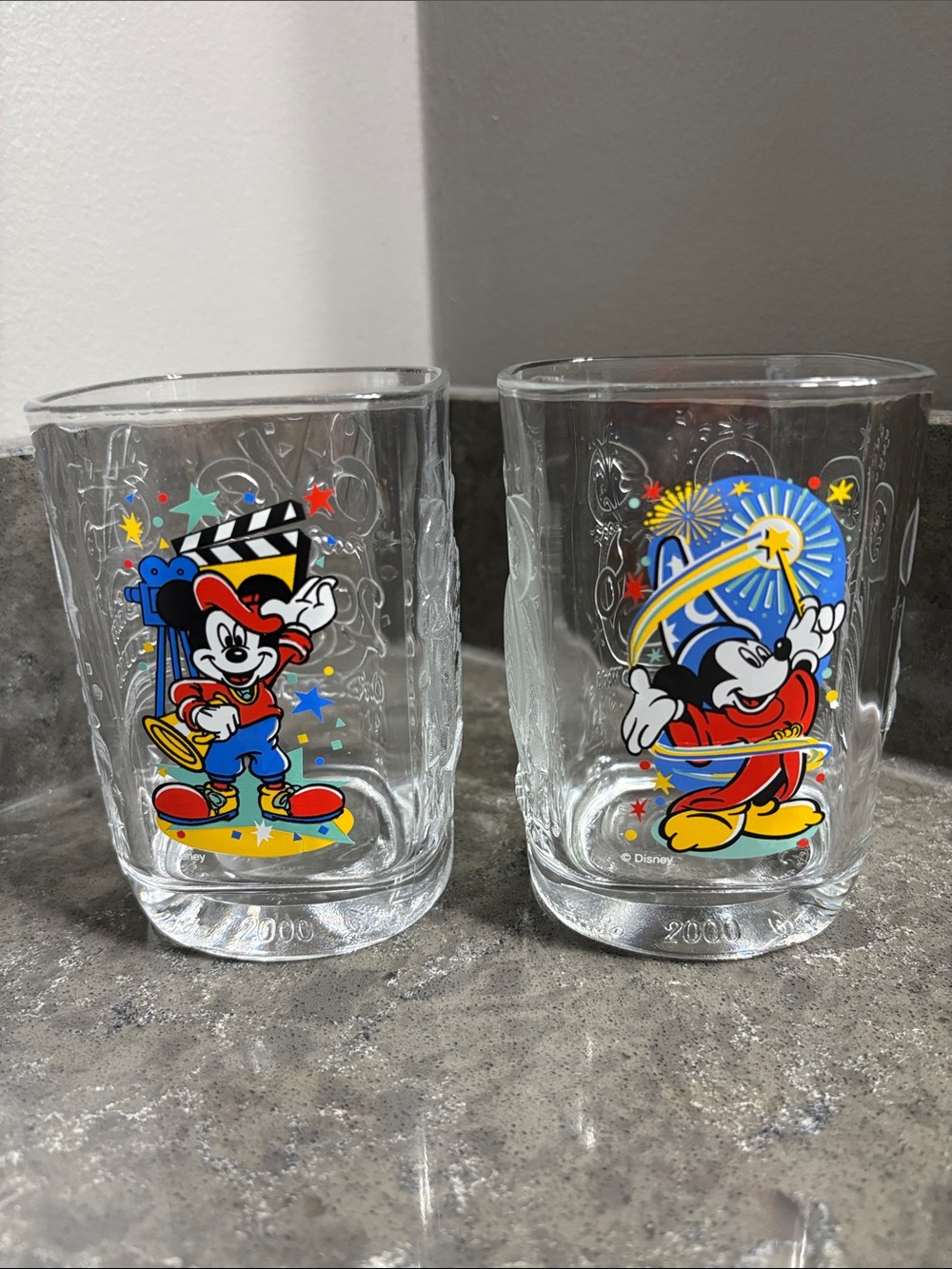 Vintage 2000 McDonald’s Disney Mickey Mouse Millennium Glasses - Set of 2